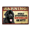 Warning: Affectionate Dog on Duty Metal Signs 20x30 cm for dogs - Funny, Merchandise, Signs, Warning