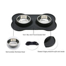 Stainless Steel Bowl Set w/ Anti-Slip Mat for dogs - __label:Bestseller, Backpack, Bowl, Food, Set, Spill Resistant Mat, Steel, Water