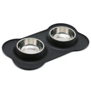Stainless Steel Bowl Set w/ Anti-Slip Mat for dogs - __label:Bestseller, Backpack, Bowl, Food, Set, Spill Resistant Mat, Steel, Water