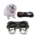 Stainless Steel Bowl Set w/ Anti-Slip Mat for dogs - __label:Bestseller, Backpack, Bowl, Food, Set, Spill Resistant Mat, Steel, Water